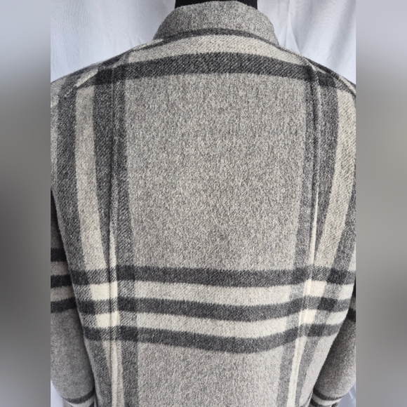 Gap Wool Blend Moto Jacket Gray Plaid Womens Size Medium Zip Pockets Cropped - Picture 8 of 16